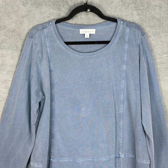 J Jill Purejill Top Womens Extra Large Blue Organically Grown Cotton Lagenlook - Picture 2 of 12